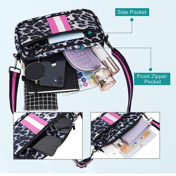 NWT Small Crossbody Bag, Belt Bag Waterproof Pink Animal Print - Picture 3 of 8